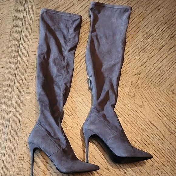 Steve Madden gray Suede high boots size 7 - Picture 1 of 15